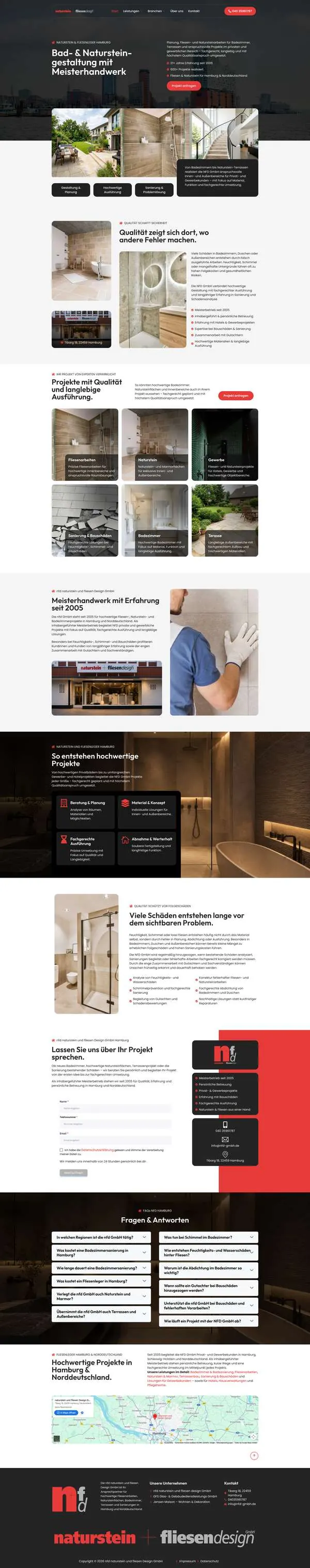 Website NFD Naturstein und Fliesendesign