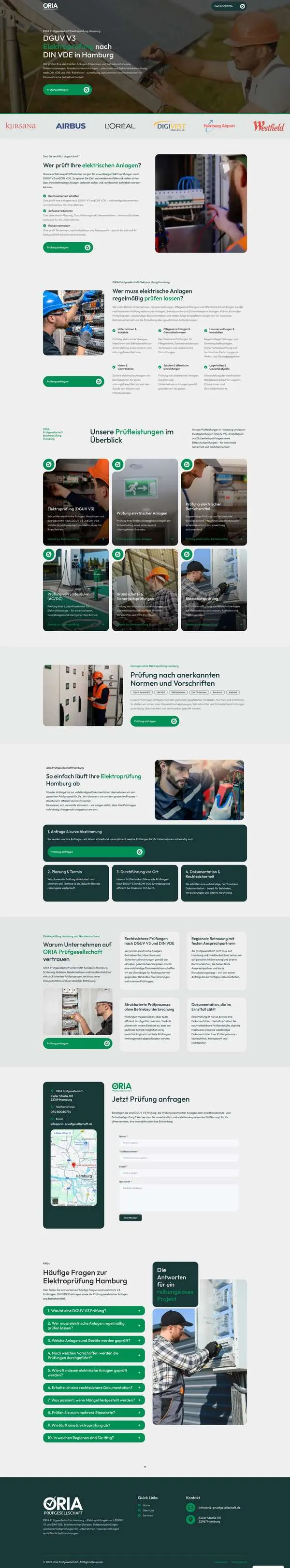 Website Oria Prüfgesellschaft